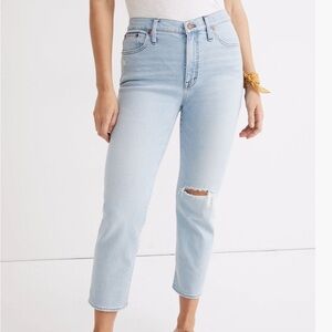 Madewell Mid-Rise Classic Straight Leg Jeans Wellingford Wash Distressed Sz 26